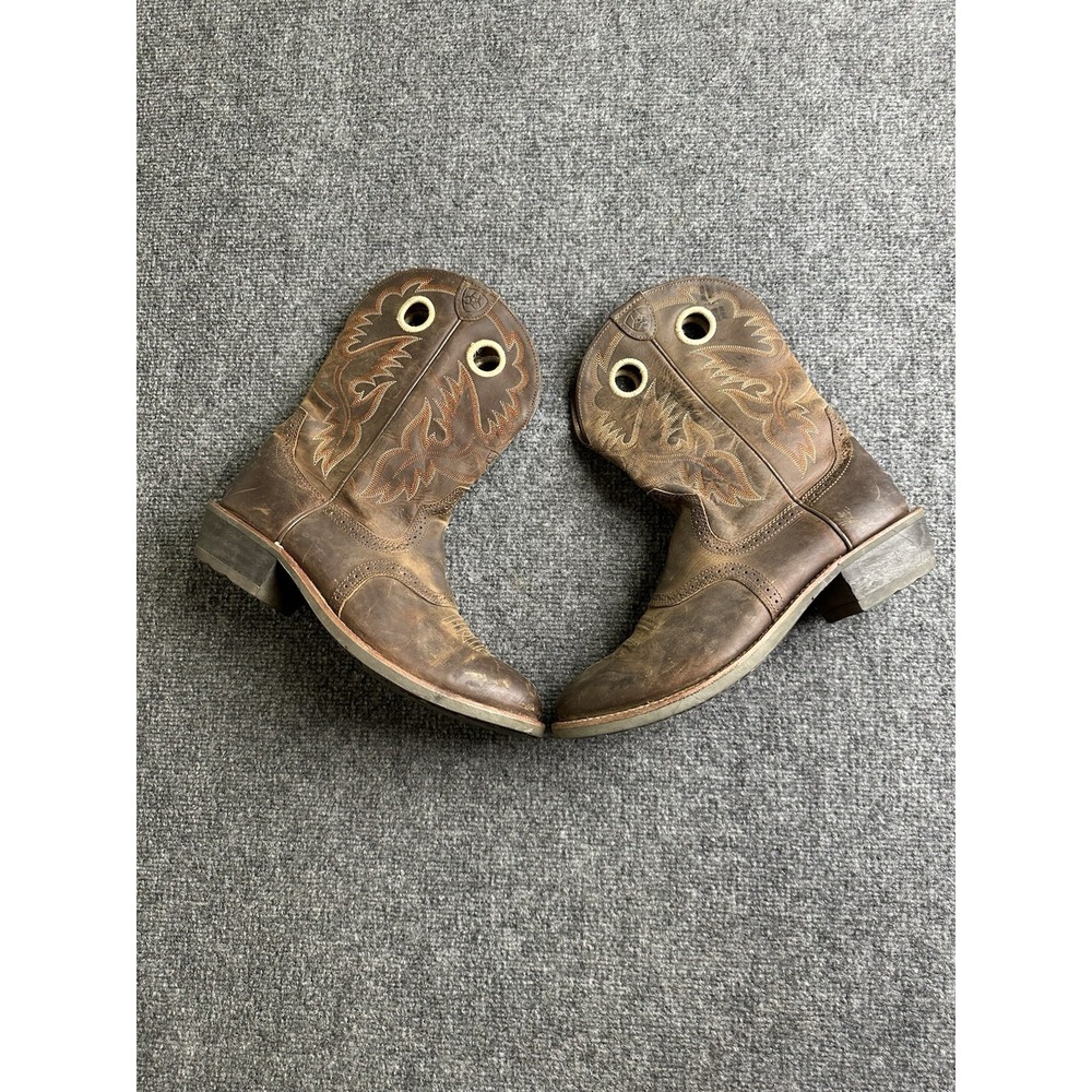 Women's Ariat Brown Leather Western Cowboy Boots Embroidered, Size US 11 B